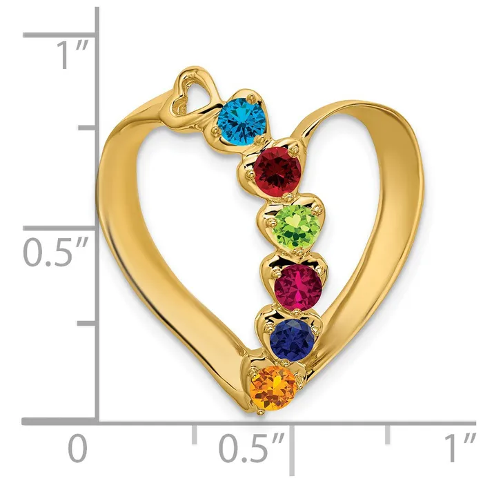 TreasureFineJewelers Necklaces 10k Synthetic Diamond Family Heart Slide