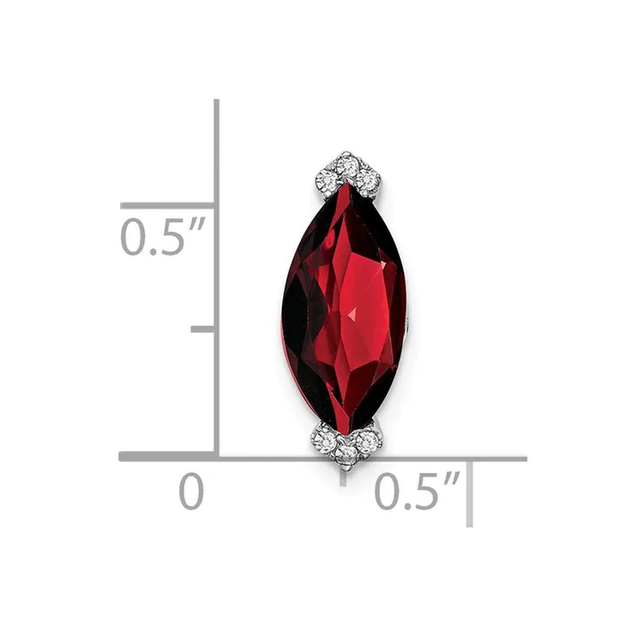 TreasureFineJewelers Necklaces 14k White Gold Marquise Garnet and Diamond Chain Slide