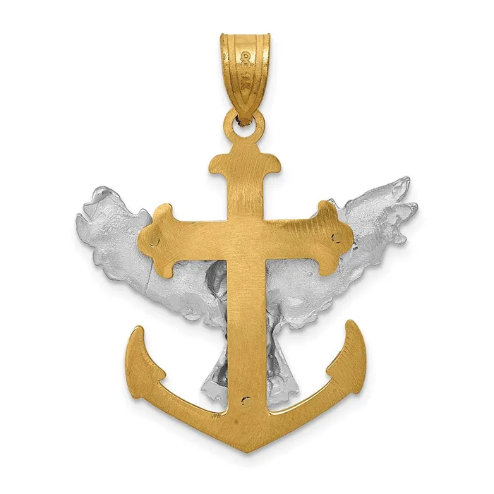 TreasureFineJewelers Rings 14k Twotone Mariners Cross wEagle Pendant