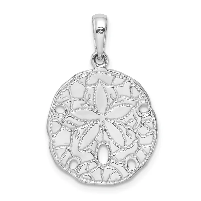 TreasureFineJewelers Sterling Silver PolishedTextured Sand Dollar Pendant Necklaces