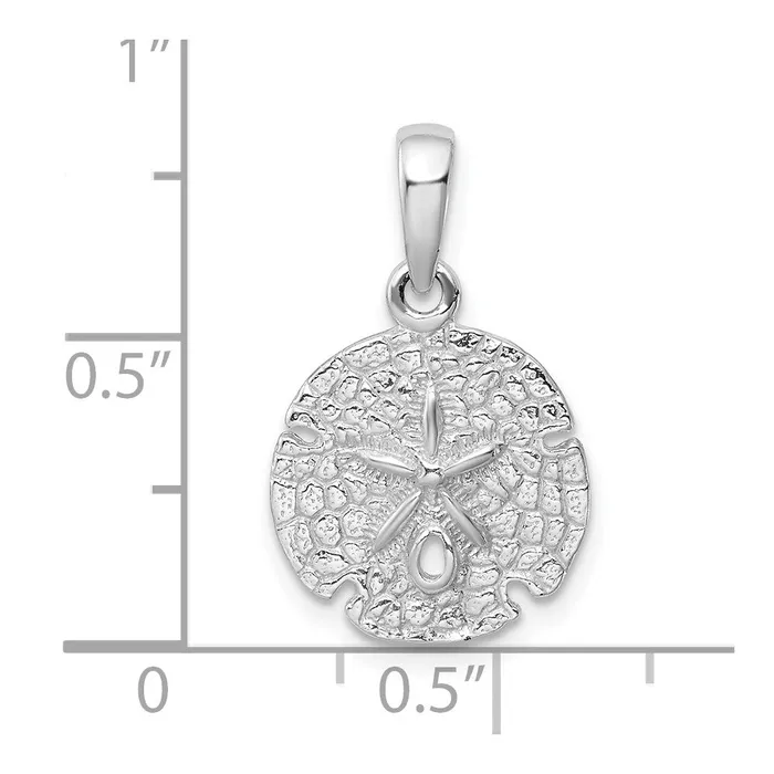 TreasureFineJewelers Sterling Silver PolishedTextured Sand Dollar Pendant Necklaces