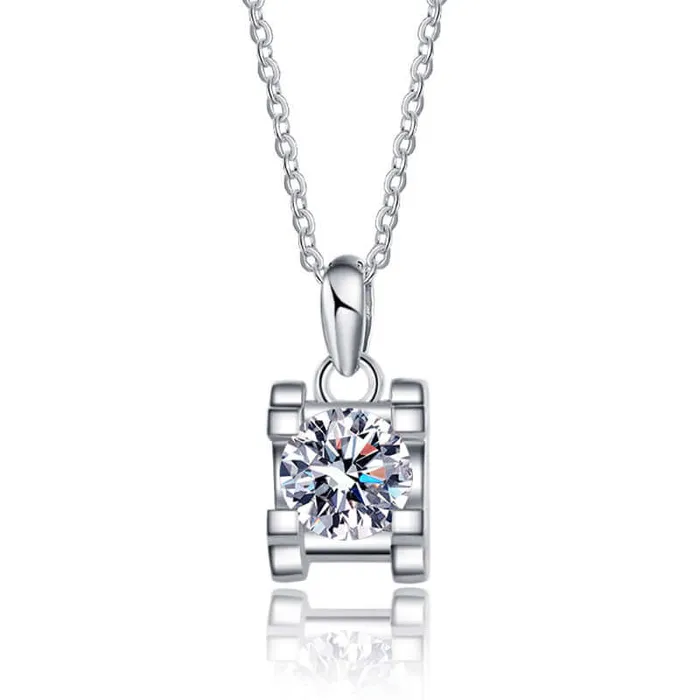 Trendolla Jewelry Necklaces 18K White Gold Square Moissanite Pendant Necklace for Women Trendolla Jewelry Necklaces 18K White Gold Square Moissanite Pendant Necklace for Women