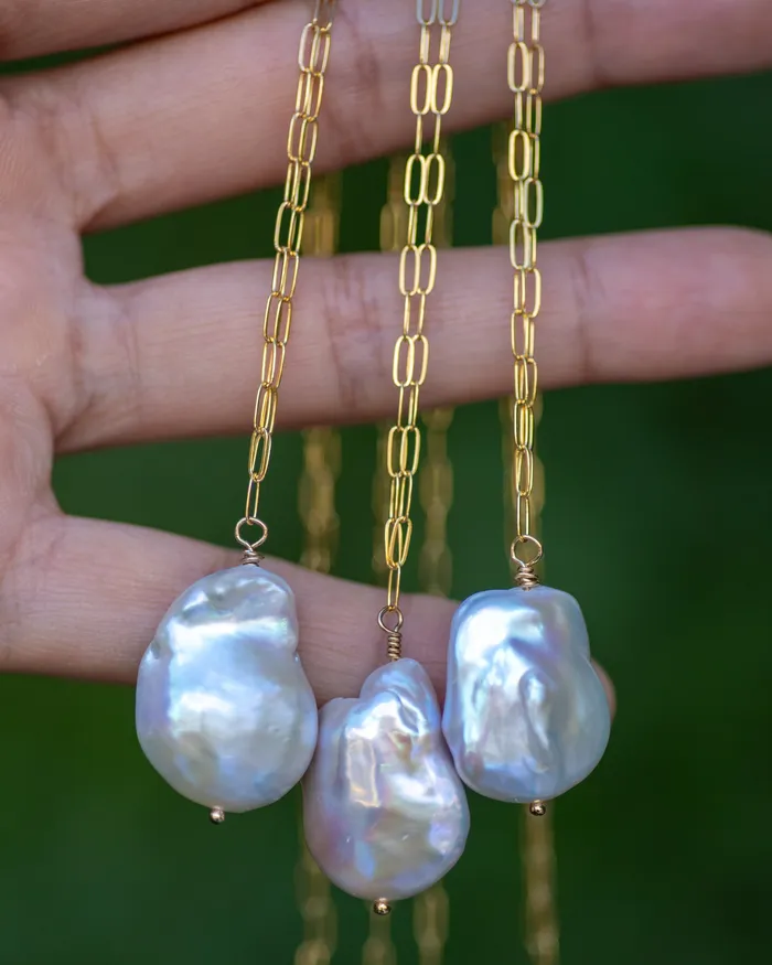 Vida Jewelry Designs Necklaces Large Baroque Pearl Pendant Necklace
