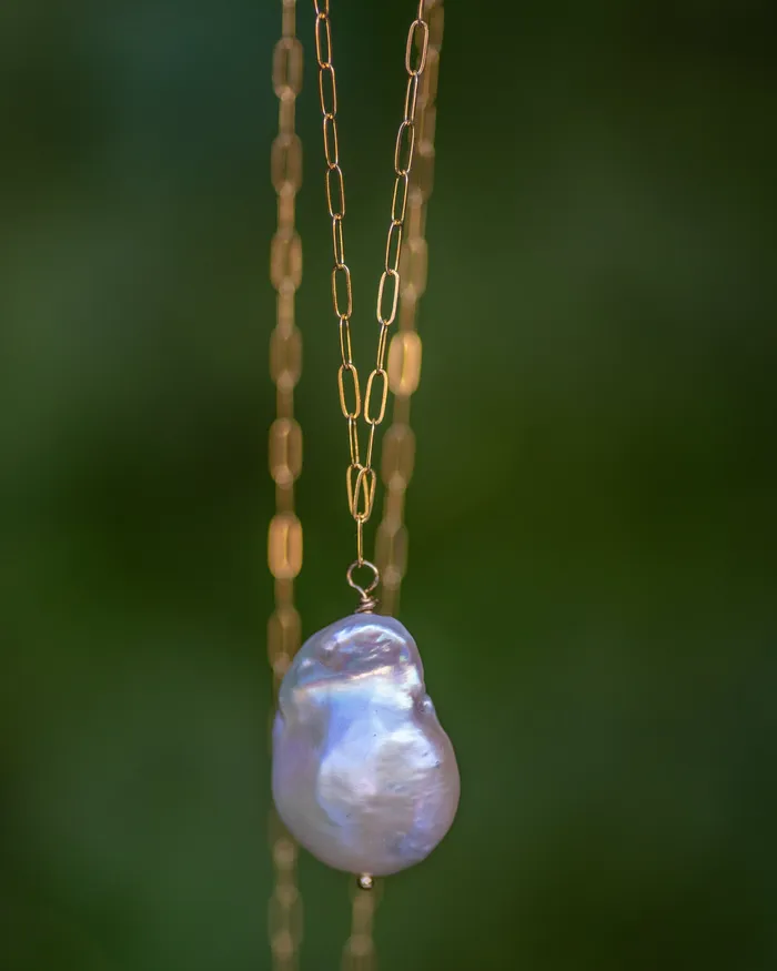 Vida Jewelry Designs Necklaces Large Baroque Pearl Pendant Necklace