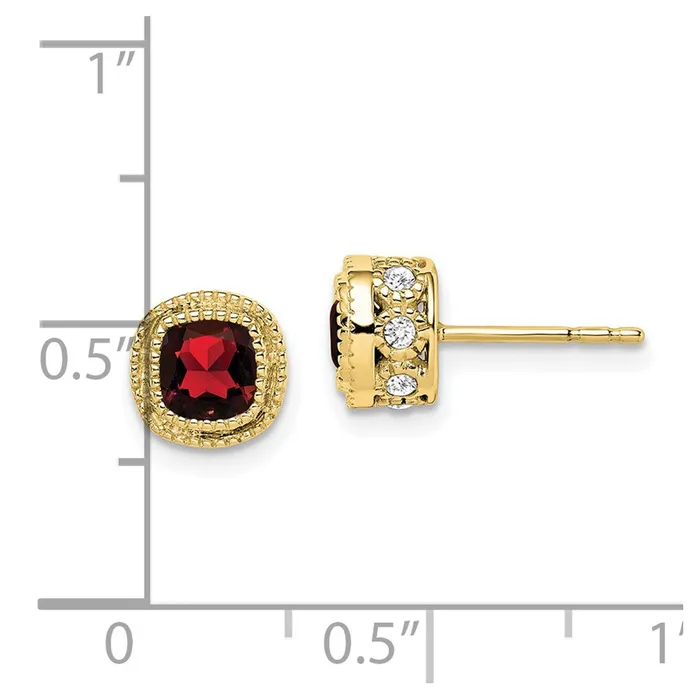 10k Cushion Garnet and Diamond EarringsWBCEM7092GA0191YA WB Choice Jewelry Earrings