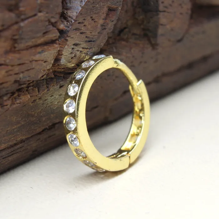 Cute Indian Nose Ring White CZ Asian Gold Plated Clicker Hinged Nose Ring httpswwwkarizmajewelscom Rings