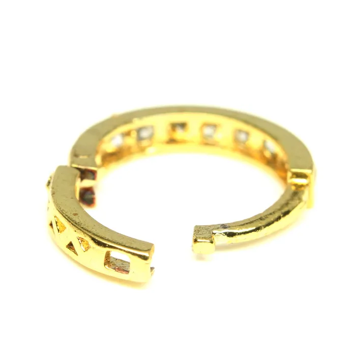Cute Indian Nose Ring White CZ Asian Gold Plated Clicker Hinged Nose Ring httpswwwkarizmajewelscom Rings