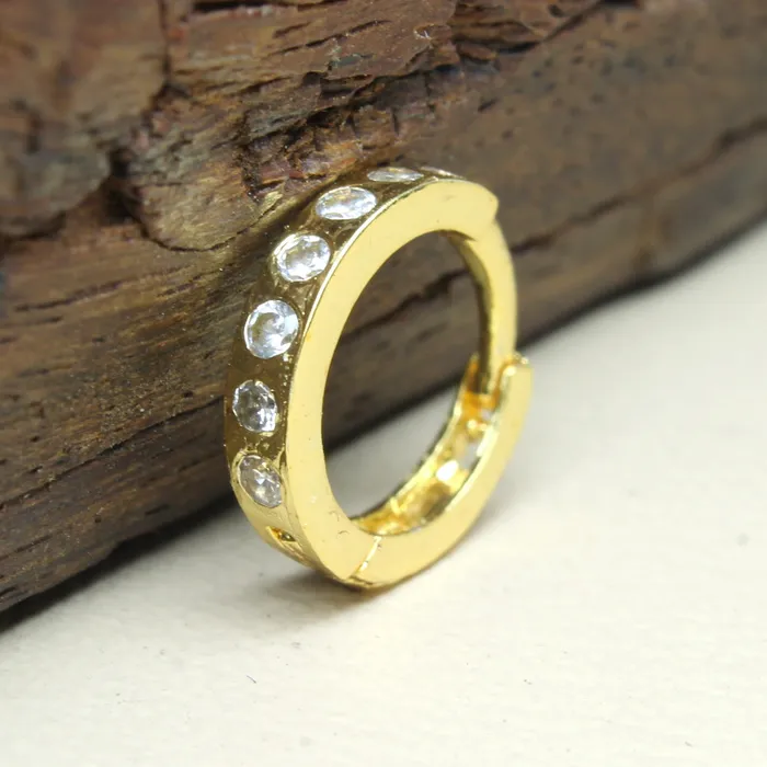 Cute Indian Nose Ring White CZ Asian Gold Plated Clicker Hinged Nose Ring httpswwwkarizmajewelscom Rings
