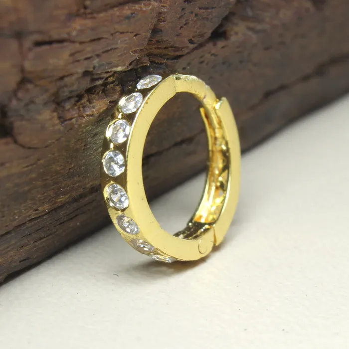 Cute Indian Nose Ring White CZ Asian Gold Plated Clicker Hinged Nose Ring httpswwwkarizmajewelscom Rings