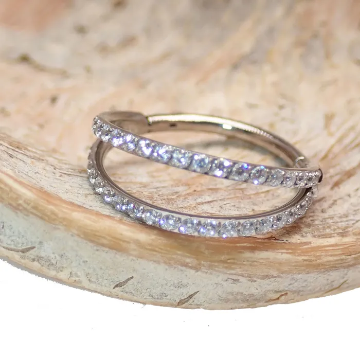 Double CZ Clicker Ring 16g Body Clickers Body Jewelry Rings Double CZ Clicker Ring 16g Body Clickers Body Jewelry Rings