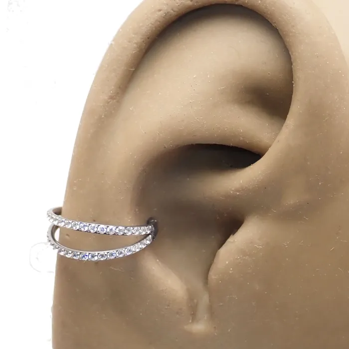 Double CZ Clicker Ring 16g Body Clickers Body Jewelry Rings Double CZ Clicker Ring 16g Body Clickers Body Jewelry Rings