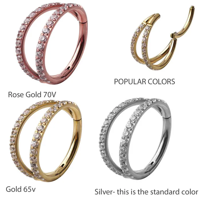 Double CZ Clicker Ring 16g Body Clickers Body Jewelry Rings Double CZ Clicker Ring 16g Body Clickers Body Jewelry Rings