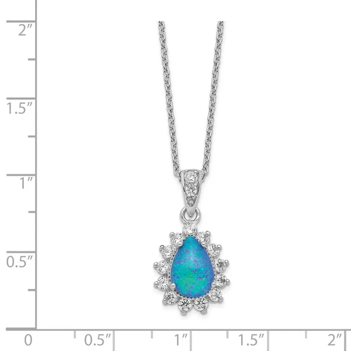 Rings WB Choice Jewelry Cheryl M Sterling Silver Rhodplated CZ Created Blue Opal 185in NecklacWBCQCM1387185 Rings WB Choice Jewelry Cheryl M Sterling Silver Rhodplated CZ Created Blue Opal 185in NecklacWBCQCM1387185