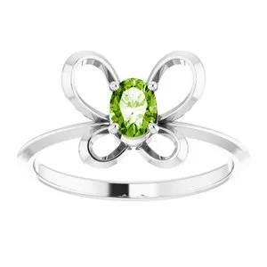 WB Choice Jewelry 14K White 4x3 mm Oval August Youth Butterfly Birthstone Ring 653415620PSTWBC Rings