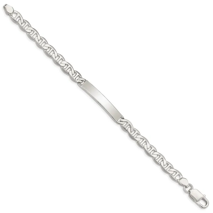 WB Choice Jewelry Bracelets Sterling Silver Polished Engraveable Anchor Link ID BraceletWBCQID1407