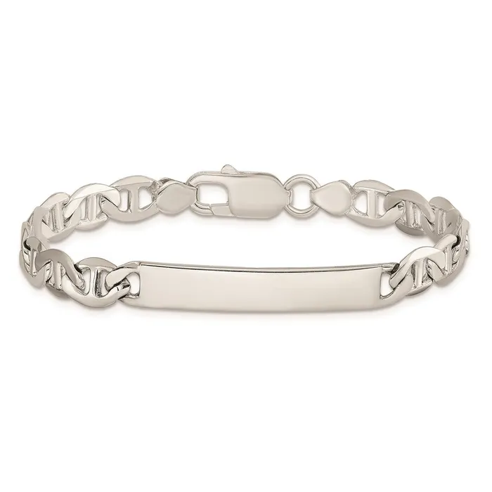 WB Choice Jewelry Bracelets Sterling Silver Polished Engraveable Anchor Link ID BraceletWBCQID1407