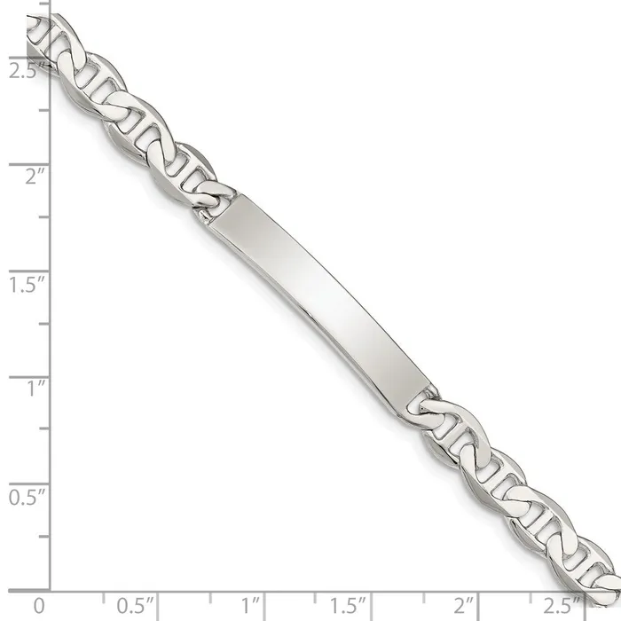 WB Choice Jewelry Bracelets Sterling Silver Polished Engraveable Anchor Link ID BraceletWBCQID1407