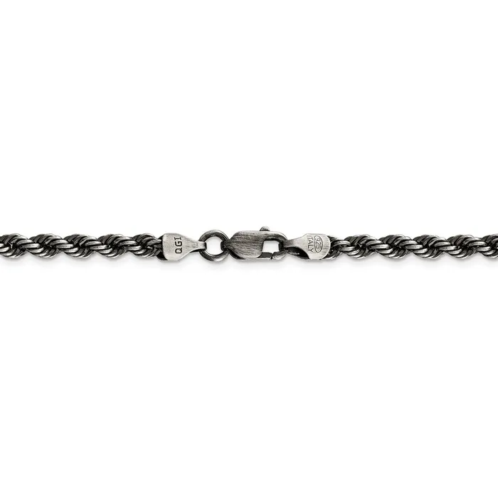 WB Choice Jewelry Rings Sterling Silver Rutheniumplated 4mm Rope ChainWBCQFC20222 WB Choice Jewelry Rings Sterling Silver Rutheniumplated 4mm Rope ChainWBCQFC20222