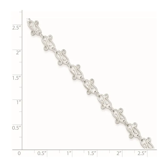 WB Choice Jewelry Sterling Silver 10inch Fancy Polished AnkletWBCQG124010 Rings WB Choice Jewelry Sterling Silver 10inch Fancy Polished AnkletWBCQG124010 Rings