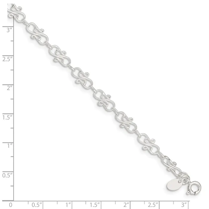 WB Choice Jewelry Sterling Silver 10inch Fancy Polished AnkletWBCQG124010 Rings WB Choice Jewelry Sterling Silver 10inch Fancy Polished AnkletWBCQG124010 Rings